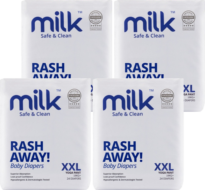 MILK TM 鎖水芯牛奶尿布 褲型 18kg以上, 96片, 2XL