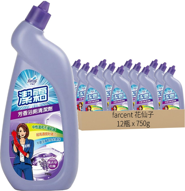 Farcent 花仙子 潔霜 芳香浴廁清潔劑 薰衣草花園, 750g, 12瓶