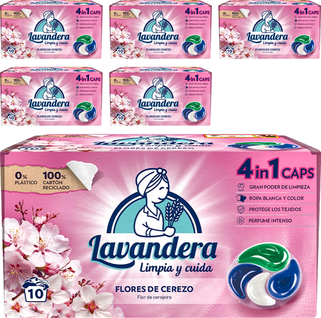 La Antigua Lavandera 4合1洗衣球 櫻花, 10顆, 6盒