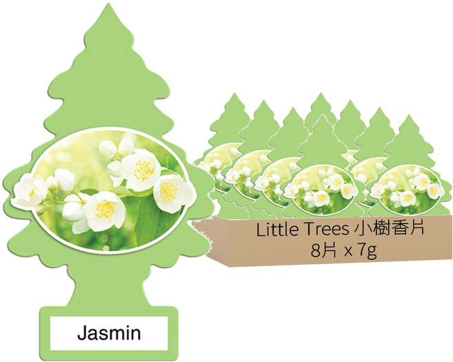 Little Trees 小樹香片 茉莉花 Jasmin 持久自然香味 成分通過認證 時髦可愛造型, 7g, 8片