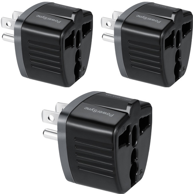 PowerSync 群加 萬國轉換台灣3P插頭 TYAD0, 4.3cm, 黑色, 3個