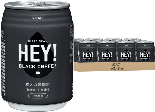 維大力 無糖黑咖啡, 24罐, 240ml