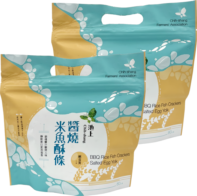 池上鄉農會 醬燒米魚酥條 鹹蛋黃口味, 2包, 80g