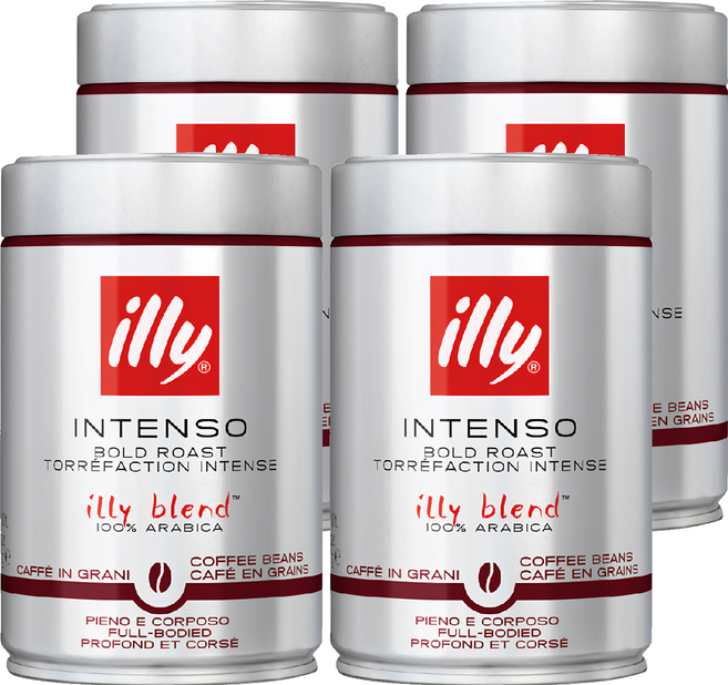 illy 意利咖啡 深培咖啡豆 全豆 無研磨, 咖啡豆(無研磨), 250g, 4罐