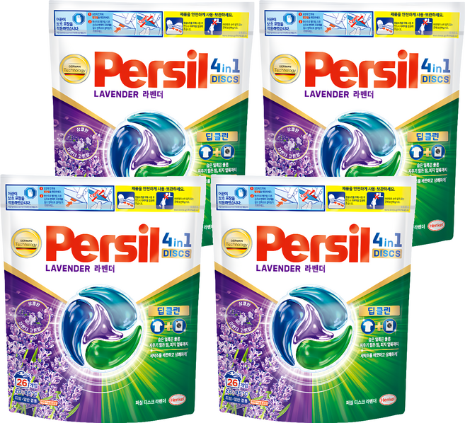 Persil 寶瀅 韓國原裝進口 全效4合1薰衣草洗衣膠囊, 26顆, 4袋