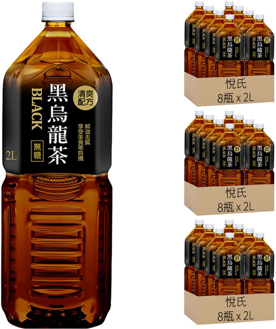 悅氏 黑烏龍茶, 2L, 24瓶