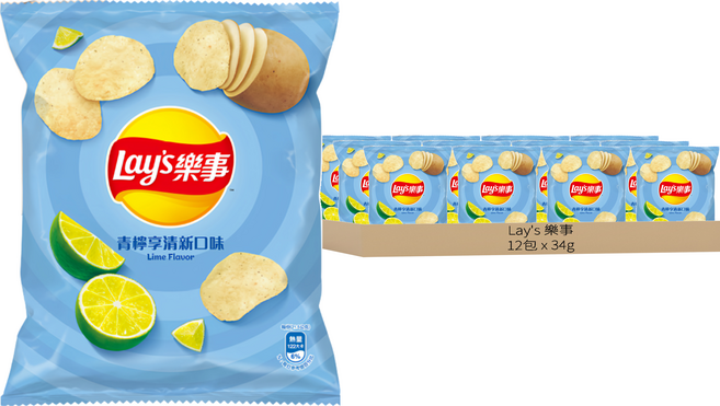 Lay's 樂事 洋芋片 青檸享清新口味, 34g, 12包