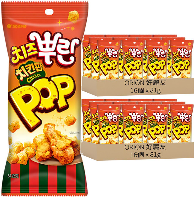 ORION 好麗友 雞米花脆餅 韓式起司炸雞口味, 81g, 32包