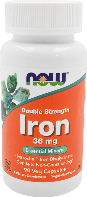 NOW Foods 鐵加強膠囊, 90顆, 36mg, 1罐