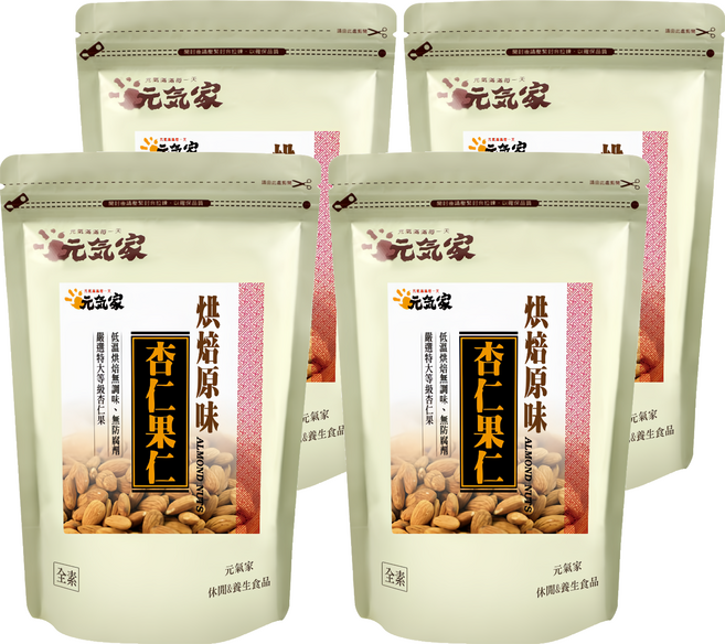 元氣家 烘焙原味杏仁果, 200g, 4包