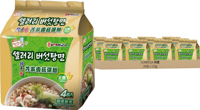 [箱裝]KORMOSA 韓寶 韓素香芹菜香菇湯麵 110g, 24包