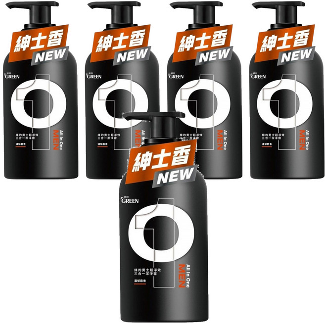 GREEN 綠的 男士超淨效三合一潔淨露 紳士香, 500ml, 5瓶