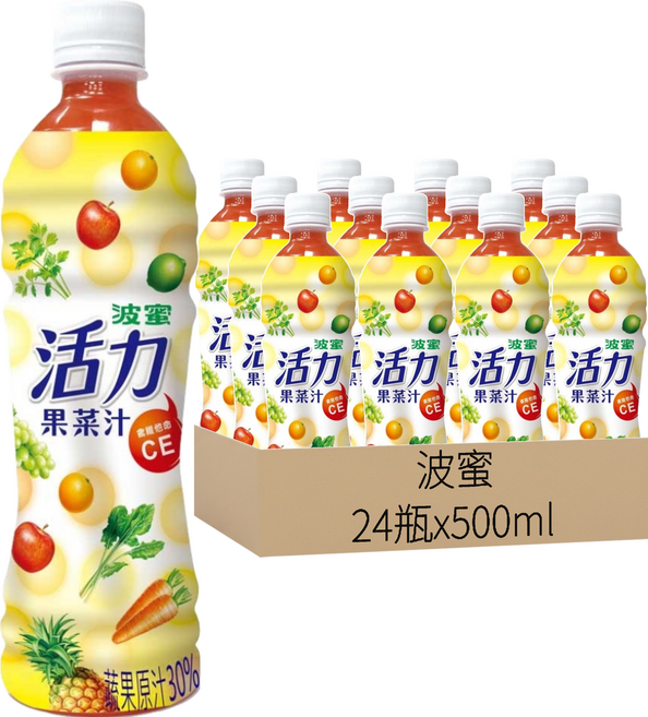 波蜜 活力果菜汁, 500ml, 24瓶