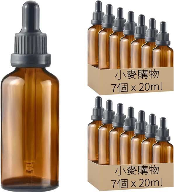 小麥購物 玻璃滴管 D013 20ml, 茶色, 14個