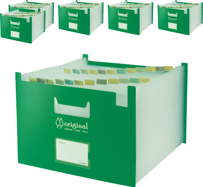 DaTaBanK 三田文具 A4 站立式24層風琴夾 OT-A424, 綠色, 6個