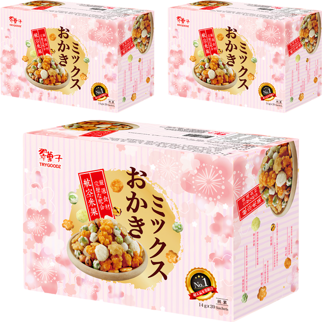 TRYGOODZ 翠菓子 航空米果 20包, 280g, 3盒