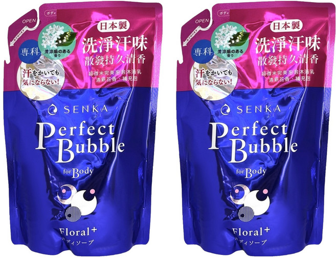SENKA 專科 超微米完美泡泡沐浴乳 補充包 清新花香, 2包, 350ml
