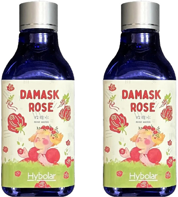 Hybolar 玫瑰水 200ml - 女性保濕化妝水 平衡油脂 舒緩敏感肌膚, 2瓶