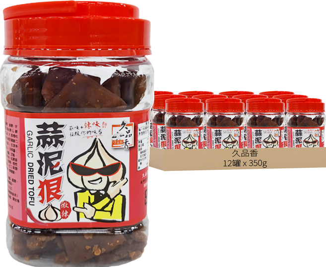 久品香 蒜泥狠豆乾 微辣, 350g, 12罐
