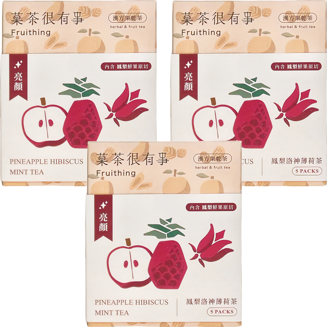Fruithing 菓茶很有事 鳳梨洛神薄荷茶, 6g, 3盒, 5包