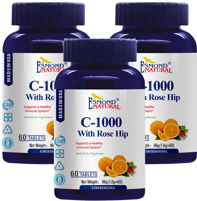 ESMOND NATURAL 愛司盟 緩釋型維生素C1000玫瑰果錠, 60顆, 3罐