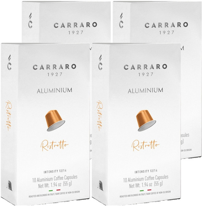 CARRARO 芮斯崔朵 RISTRETTO 咖啡膠囊 適用Nespresso Original 膠囊咖啡機, 5.5g, 10個, 4盒