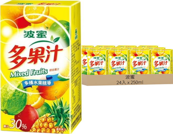 波蜜 多果汁, 250ml, 24入