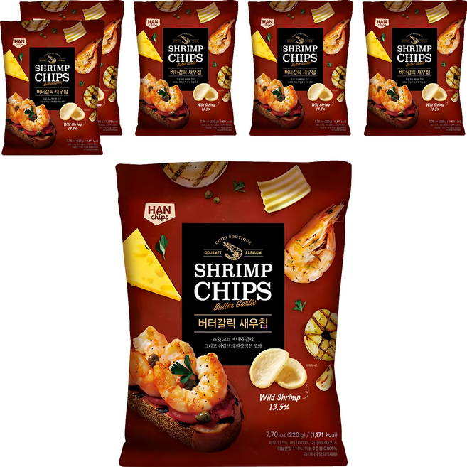 HANCHIPS 韓國蝦餅 奶油蒜味, 6包, 220g