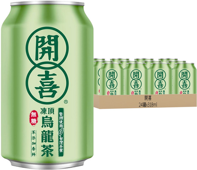 開喜 凍頂烏龍茶 無糖, 318ml, 24罐