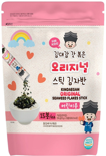 KIMDAEGAM 兒童海苔酥 原味, 150g, 1袋