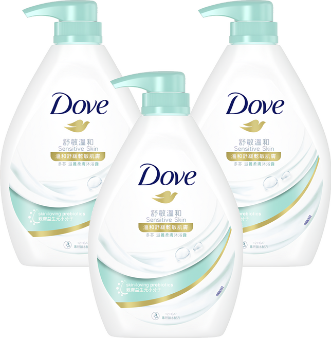 Dove 多芬 滋養柔膚沐浴露 舒敏溫和 溫和潔淨 適合各種膚質 特別是敏感肌膚, 900g, 3件
