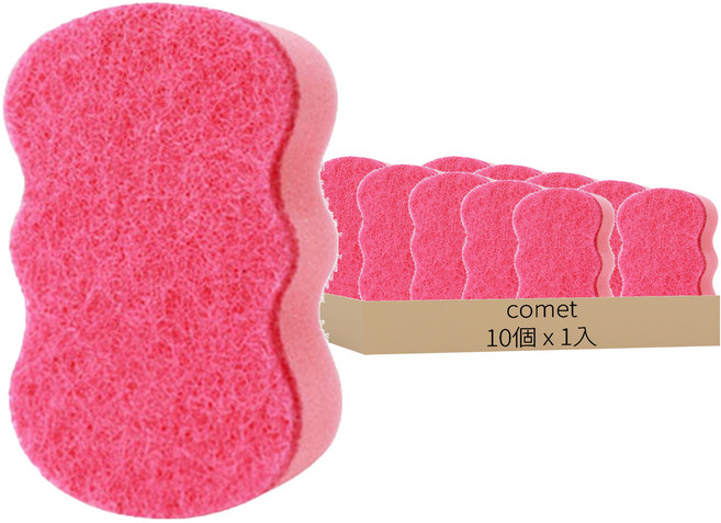 comet 雙面海綿菜瓜布 粉色, 1入, 10個