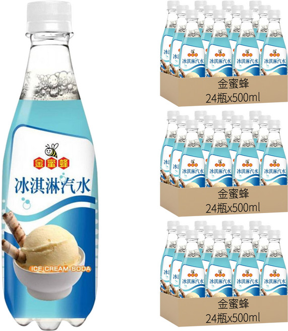 金蜜蜂 冰淇淋汽水, 500ml, 72瓶