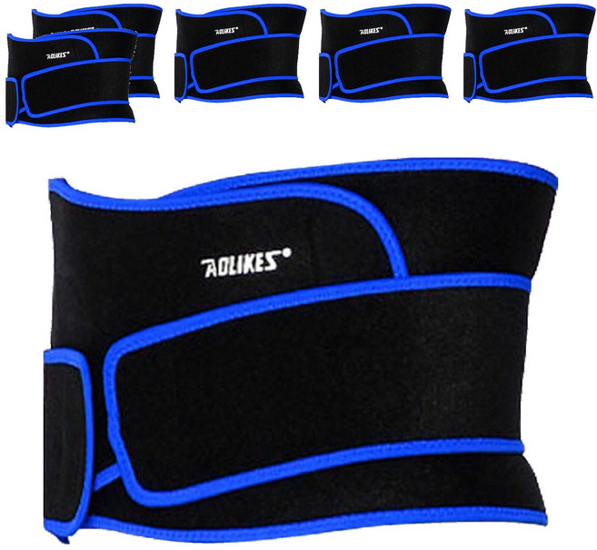 AOLIKES 奧力克斯 輕量版可調式雙層護腰, 6個, 黑藍色