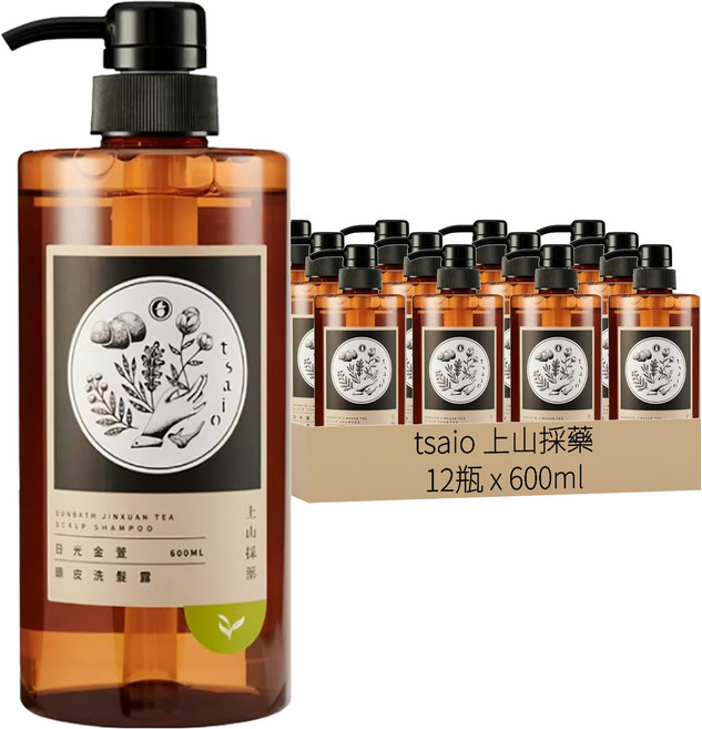 tsaio 上山採藥 頭皮洗髮露 日光金萱, 12瓶, 600ml