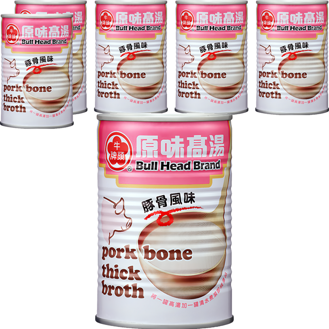 牛頭牌 原味高湯 豚骨風味, 6罐, 411ml