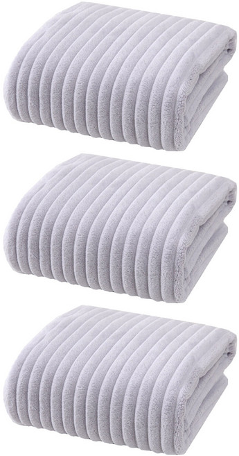 JOYFUL NAPKIN 悅棉 加厚加大親膚雲朵浴巾 313g 高密度珊瑚絨 140 x 70cm, 瑪瑙灰, 3條