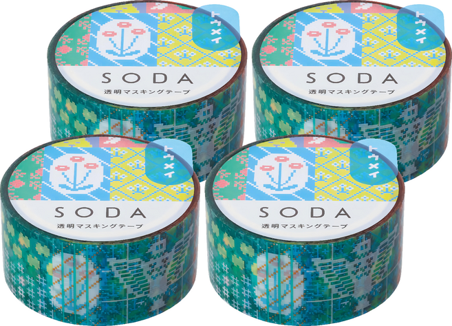 KING JIM HITOTOKI SODA 透明PET卷狀膠帶 20mm x 4m, 復古, 4捲