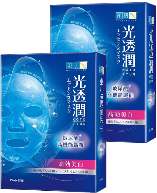 HADALABO 肌研 台灣公司貨 光透潤玻尿酸纖維美白面膜 28ml, 6片, 2盒
