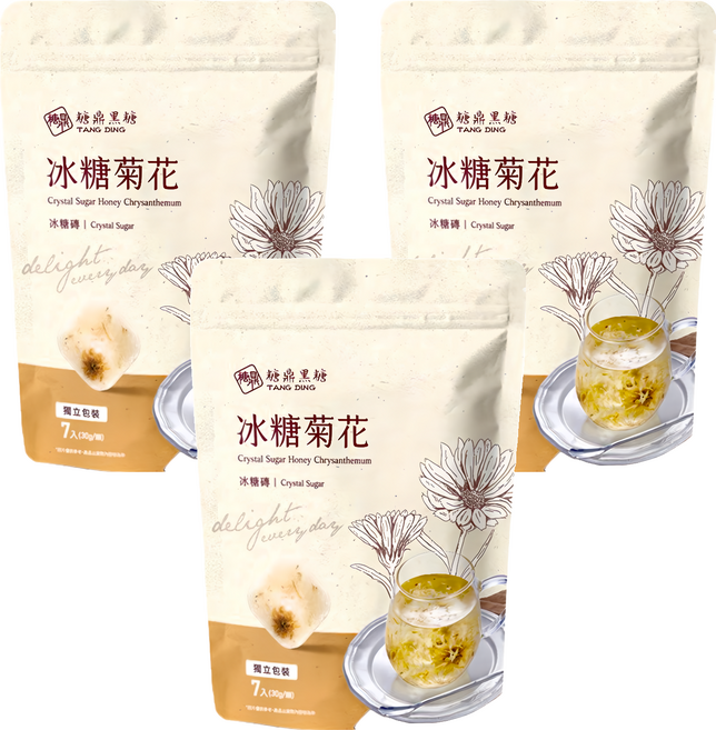 糖鼎 冰糖菊花磚, 30g, 7顆, 3包