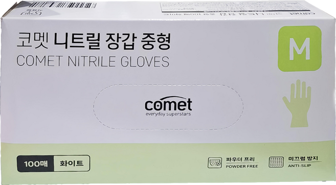 comet 合成橡膠手套 100入, 中(M), 白色, 1盒