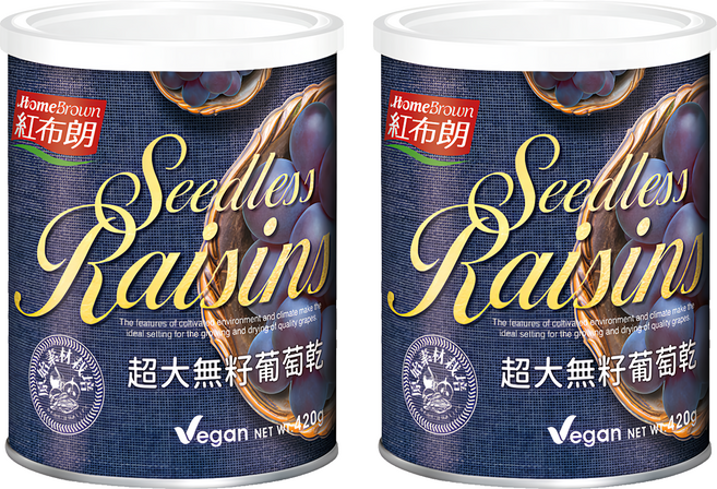 HomeBrown 紅布朗 超大無籽葡萄乾, 420g, 2罐