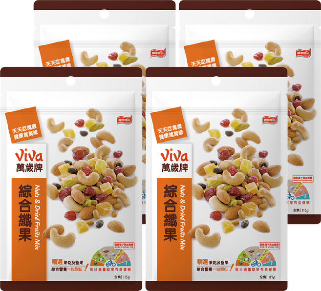 ViVa 萬歲牌 綜合纖果, 115g, 4包