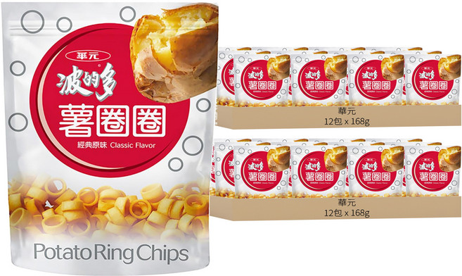 華元 波的多 薯圈圈 經典原味, 168g, 24包