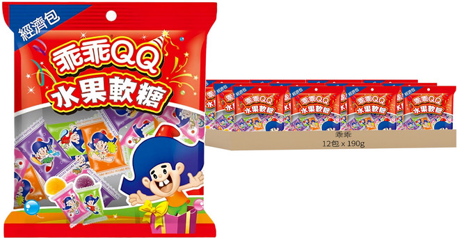 乖乖 QQ水果軟糖經濟包 綜合水果, 190g, 12袋