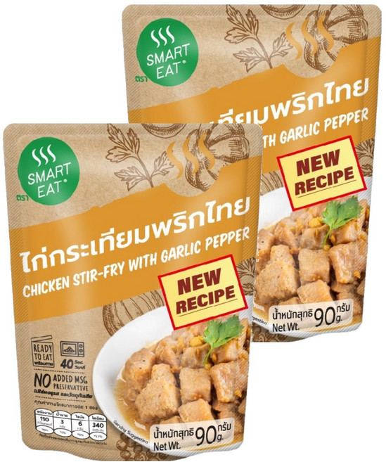 SMART EAT 黑胡椒大蒜雞肉即食包 新配方 無需添加味精, 90g, 2包