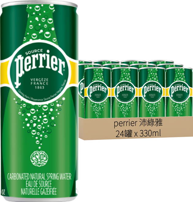 perrier 沛綠雅 天然氣泡礦泉水, 330ml, 24罐