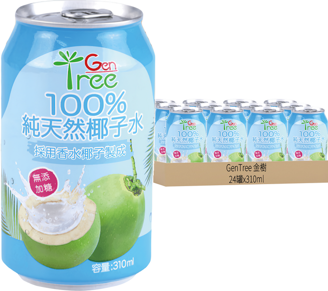 GenTree 金樹 100%椰子水, 310ml, 24罐