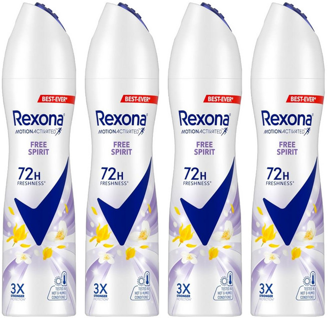 Rexona 蕊娜 制汗爽身噴霧 自由舒暢, 135ml, 4瓶