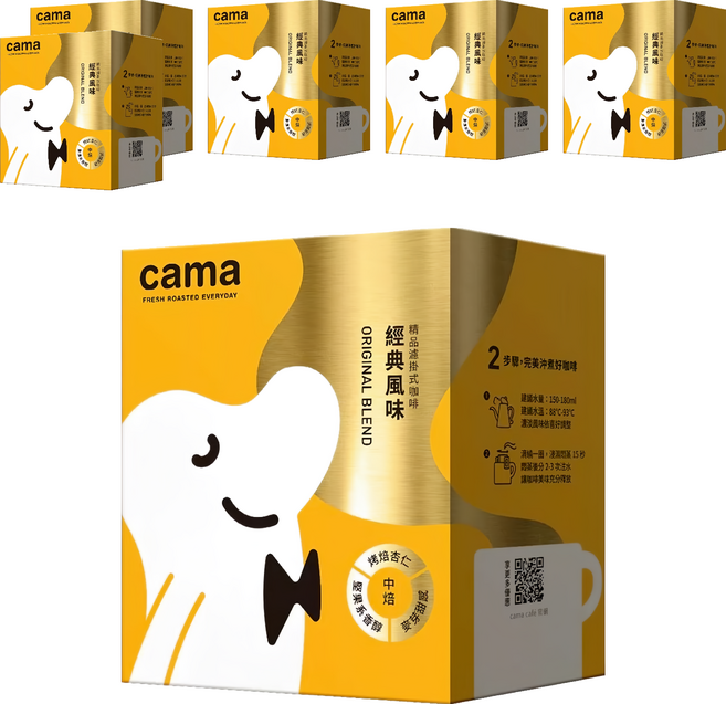 cama cafe 濾掛式咖啡 經典風味 中焙, 8g, 8包, 6盒
